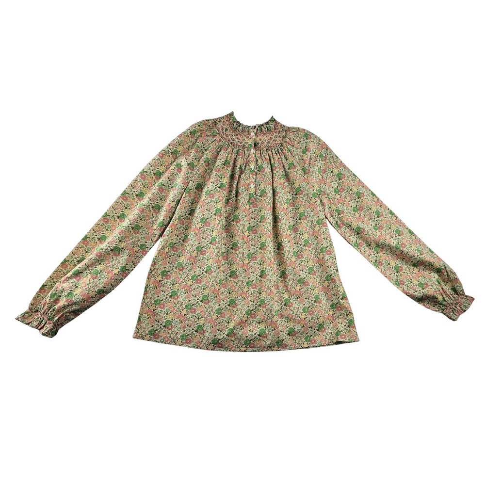 Bonpoint‎ Liberty Floral Smocked Blouse Girls Size 14A Petal Embroidered Cotton